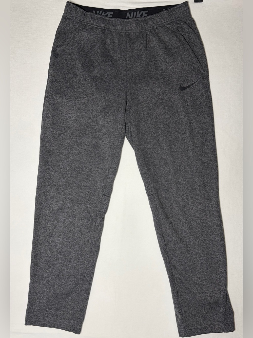 Nike Therma Dri-Fit Training Pants Fleece Sweats Men's L Charcoal Heather Black